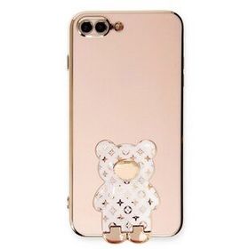 Smcase Apple iPhone 7 Plus Standlı Kamera Korumalı Cute Bear Silikon Cep Telefonu Kılıfı