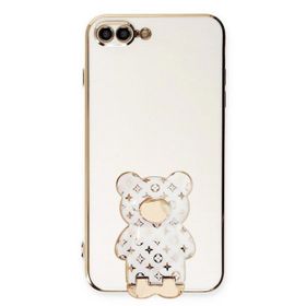 Smcase Apple iPhone 7 Plus Standlı Kamera Korumalı Cute Bear Silikon Cep Telefonu Kılıfı