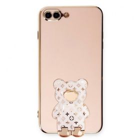 Smcase Apple iPhone 7 Plus Standlı Kamera Korumalı Cute Bear Silikon Cep Telefonu Kılıfı