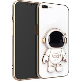 Smcase Apple iPhone 8 Plus Standlı Kamera Korumalı Astronot Silikon Cep Telefonu Kılıfı
