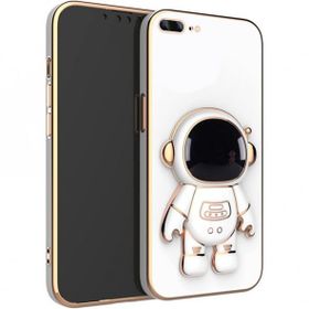 Smcase Apple iPhone 8 Plus Standlı Kamera Korumalı Astronot Silikon Cep Telefonu Kılıfı