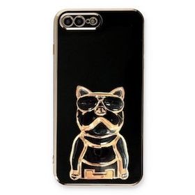 Smcase Apple iphone 8 Plus Standlı Kamera Korumalı Bulldog Silikon Cep Telefonu Kılıfı
