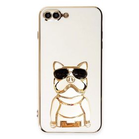 Smcase Apple iphone 8 Plus Standlı Kamera Korumalı Bulldog Silikon Cep Telefonu Kılıfı