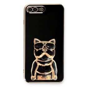 Smcase Apple iphone 8 Plus Standlı Kamera Korumalı Bulldog Silikon Cep Telefonu Kılıfı