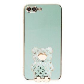 Smcase Apple iPhone 8 Plus Standlı Kamera Korumalı Cute Bear Silikon Cep Telefonu Kılıfı
