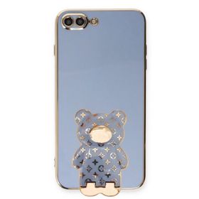 Smcase Apple iPhone 8 Plus Standlı Kamera Korumalı Cute Bear Silikon Cep Telefonu Kılıfı