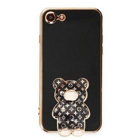 Smcase Apple iPhone 8 Standlı Kamera Korumalı Cute Bear Silikon Cep Telefonu Kılıfı