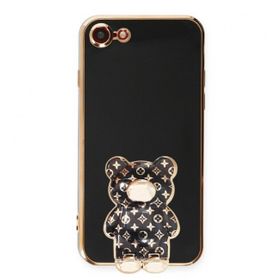 Smcase Apple iPhone 8 Standlı Kamera Korumalı Cute Bear Silikon Cep Telefonu Kılıfı