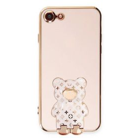 Smcase Apple iPhone 8 Standlı Kamera Korumalı Cute Bear Silikon Cep Telefonu Kılıfı
