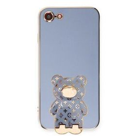 Smcase Apple iPhone SE 2020 Standlı Kamera Korumalı Cute Bear Silikon Cep Telefonu Kılıfı