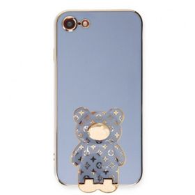 Smcase Apple iPhone SE 2020 Standlı Kamera Korumalı Cute Bear Silikon Cep Telefonu Kılıfı