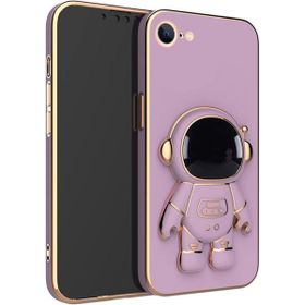 Smcase Apple iPhone SE 2022 Standlı Kamera Korumalı Astronot Silikon Cep Telefonu Kılıfı