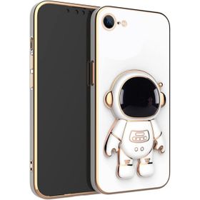 Smcase Apple iPhone SE 2022 Standlı Kamera Korumalı Astronot Silikon Cep Telefonu Kılıfı