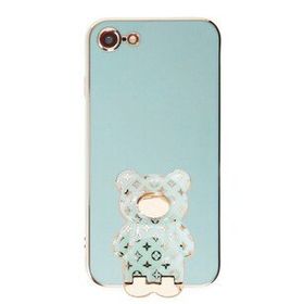 Smcase Apple iPhone SE 2022 Standlı Kamera Korumalı Cute Bear Silikon Cep Telefonu Kılıfı