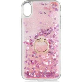Smcase Apple İphone Xs Max Milce Sulu Yüzüklü Arka Kapak Pembe Silikon Cep Telefonu Kılıf