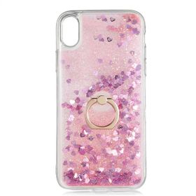 Smcase Apple İphone Xs Max Milce Sulu Yüzüklü Arka Kapak Pembe Silikon Cep Telefonu Kılıf