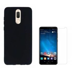 Smcase Huawei Mate 10 Lite Imax Kamera Korumalı Silikon Tam Kapatan Cam Lacivert Cep Telefonu Kılıfı