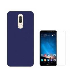 Smcase Huawei Mate 10 Lite Imax Kamera Korumalı Silikon Tam Kapatan Cam Lacivert Cep Telefonu Kılıfı