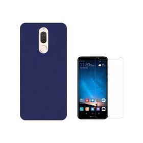 Smcase Huawei Mate 10 Lite Imax Kamera Korumalı Silikon Tam Kapatan Cam Lacivert Cep Telefonu Kılıfı
