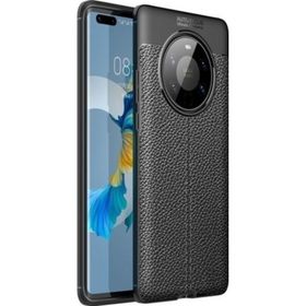 Smcase Huawei Mate 40 Pro Deri Dokulu Niss Silikon Tam Kapatan Ekran Koruyucu Kılıf