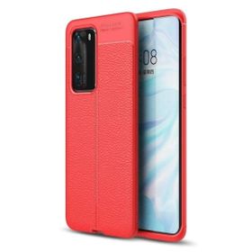 Smcase Huawei P40 Deri Dokulu Silikon Tam Kapatan Ekran Koruyucu Siyah Cep Telefonu Kılıfı