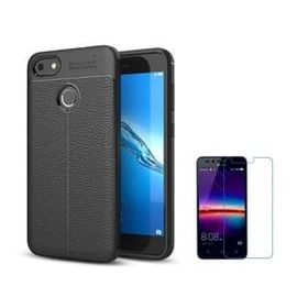 Smcase Huawei P9 Lite Mini Deri Dokulu Silikon Cam Ekran Koruyucu Kırmızı Cep Telefonu Kılıfı