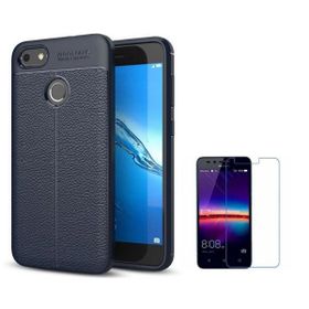 Smcase Huawei P9 Lite Mini Deri Dokulu Silikon Cam Ekran Koruyucu Kırmızı Cep Telefonu Kılıfı