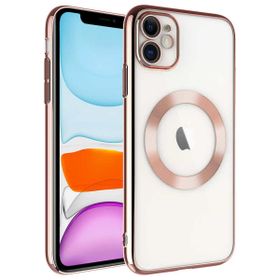 Smcase iPhone 11 Magsafe Wiriless Özellikli Tareks Rixos Sert Kapak Gümüş Cep Telefonu Kılıfı