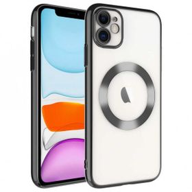 Smcase iPhone 11 Magsafe Wiriless Özellikli Tareks Rixos Sert Kapak Gümüş Cep Telefonu Kılıfı