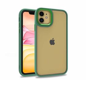 Smcase iPhone 11 Renkli Bumper Hybrid Flora Silikon Yeşil Cep Telefonu Kılıfı