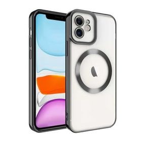 Smcase iPhone 12 Gümüş Kamera Korumalı Manyetik Wiriless Destekli Lazer Setro Silikon Wiriless Şarj Aleti Cep Telefonu Kılıfı