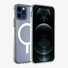 Smcase iPhone 12 Pro Coss Wireless Destekli Hibrit Silikon Mıknatıslı Kartlıklı Kılıf Siyah Cep Telefonu Kılıfı