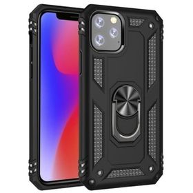 Smcase iPhone 12 Pro Vega Yüzüklü Standlı Kapak Siyah Nano Ekran Koruyucu Siyah Cep Telefonu Kılıfı
