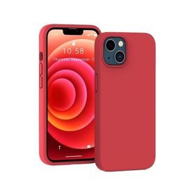 Smcase iPhone 13 Liquid Lansman Wiriless Destekli Silikon Kırmızı Cep Telefonu Kılıfı