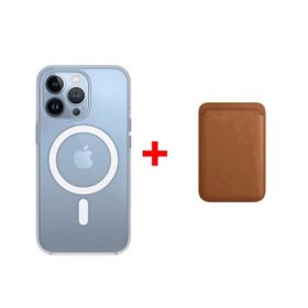 Smcase iPhone 13 Pro Manyetik Kristal Wiriless Destekli Sert Kapak Silikon Manyetik Kartlıklı Yeşil Cep Telefonu Kılıfı