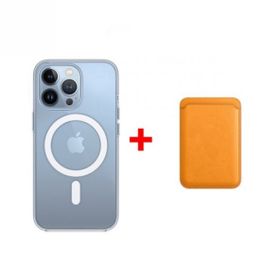 Smcase iPhone 13 Pro Manyetik Kristal Wiriless Destekli Sert Kapak Silikon Manyetik Kartlıklı Yeşil Cep Telefonu Kılıfı