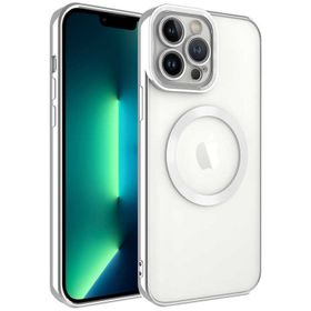Smcase iPhone 13 Pro Mavi Kamera Korumalı Manyetik Wiriless Destekli Lazer Setro Silikon Cep Telefonu Kılıfı