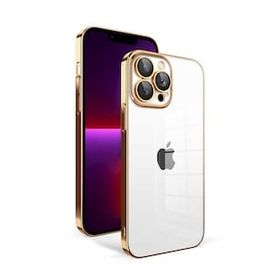 Smcase iPhone 13 Pro Max Gold Garaj Kamera Korumalı Tareks Sert Kapak Cep Telefonu Kılıfı