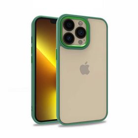 Smcase iPhone 13 Pro Renkli Bumper Hybrid Flora Silikon Yeşil Cep Telefonu Kılıfı