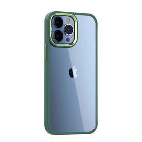 Smcase iPhone 13 Pro Renkli Bumper Hybrid Krom Silikon Haki Yeşil Cep Telefonu Kılıfı