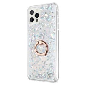 Smcase iPhone 13 Pro Sulu Yüzüklü Milce Silikon Gümüş Cep Telefonu Kılıfı
