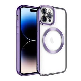 Smcase iPhone 14 Pro Max Magsafe Wiriless Özellikli Lazer Setro Kapak Mor Cep Telefonu Kılıfı
