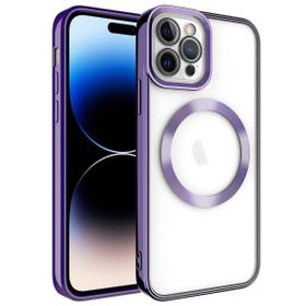 Smcase iPhone 14 Pro Max Magsafe Wiriless Özellikli Lazer Setro Kapak Mor Cep Telefonu Kılıfı