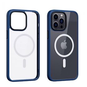 Smcase iPhone 14 Pro Max Manyetik Wiriless Destekli Krom Silikon Mavi Cep Telefonu Kılıfı