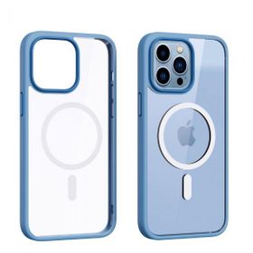 Smcase iPhone 14 Pro Max Manyetik Wiriless Destekli Krom Silikon Mavi Cep Telefonu Kılıfı