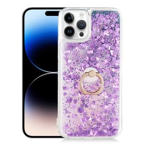 Smcase iPhone 14 Pro Max Milce Yüzüklü Sulu Silikon Mor Cep Telefonu Kılıfı