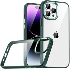 Smcase iPhone 14 Pro Max Renkli Bumper Hybrid Flora Silikon Nano Ekran Koruyucu Yeşil Cep Telefonu Kılıfı