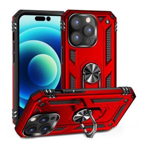 Smcase iPhone 14 Pro Max Vega Yüzüklü Stand Tank Kapak Nano Ekran Koruyucu Lacivert Cep Telefonu Kılıfı