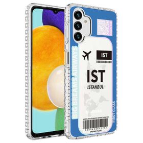 Smcase Samsung Galaxy A13 4G Desenli Elegans Serisi Silikon Siyah Cep Telefonu Kılıfı