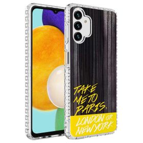 Smcase Samsung Galaxy A13 4G Desenli Elegans Serisi Silikon Siyah Cep Telefonu Kılıfı